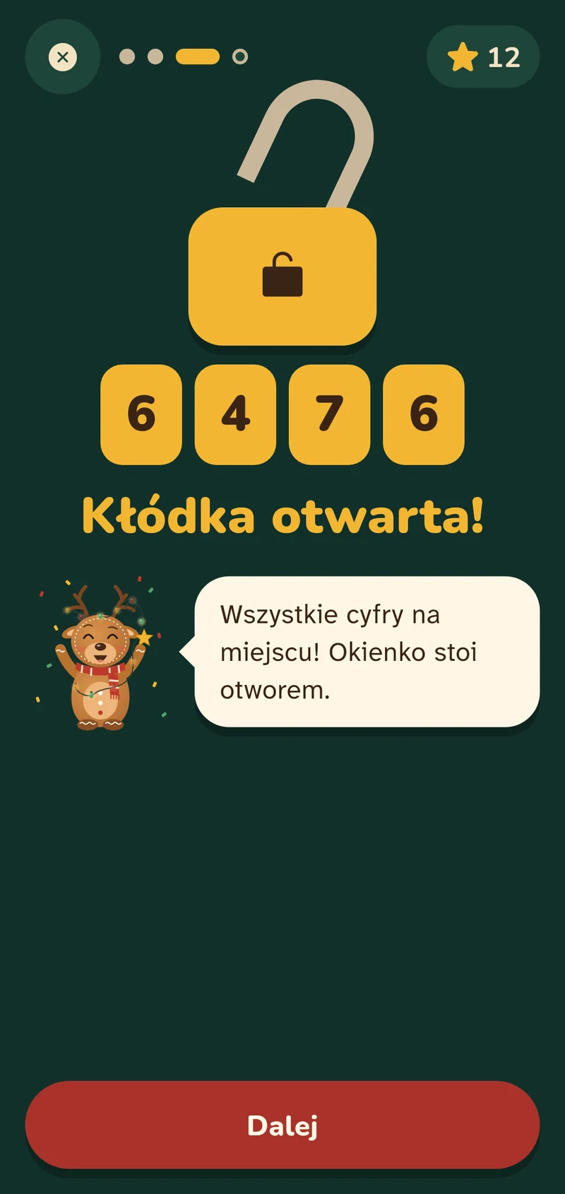 Łańcuch zagadek: wszystkie cyfry kodu zebrane, kłódka otwarta